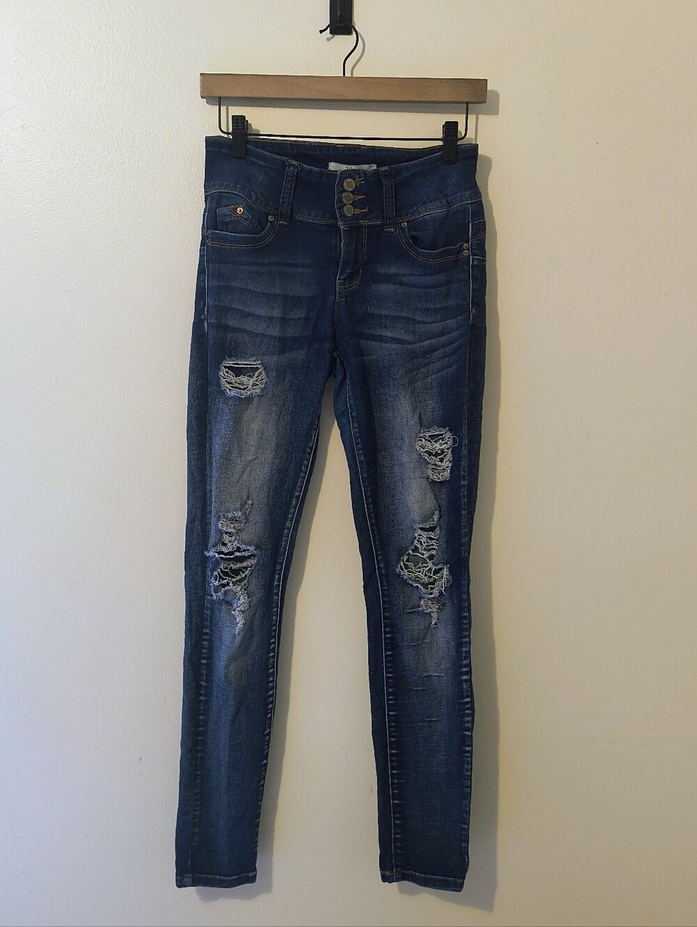 YMI Distressed Mid Rise Skinny Jeans